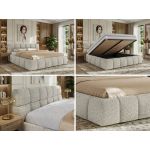 Łóżko tapicerowane NIRA CLASSIC 160x200 - materac multipocket - jasnoszary, struktura