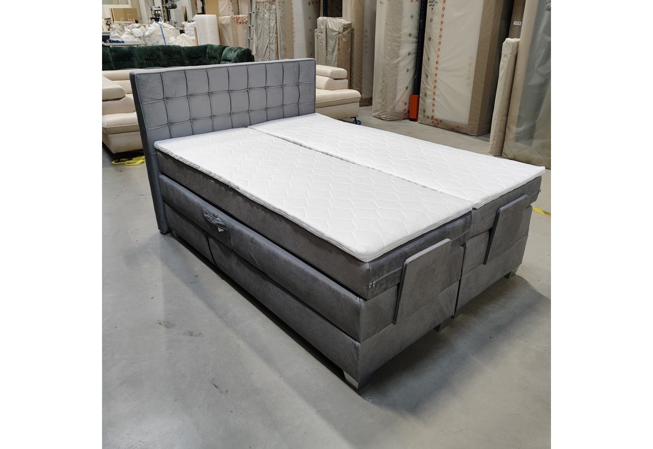 Łóżko kontynentalne, elektrycznie sterowane z pilota - ELECTRO 140x200 - Monolith 84 - jasny szary - OUTLET