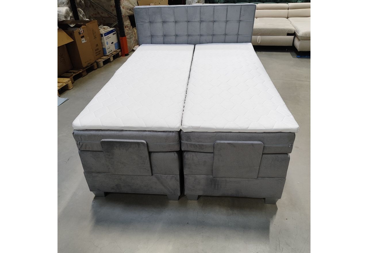 Łóżko kontynentalne, elektrycznie sterowane z pilota - ELECTRO 140x200 - Monolith 84 - jasny szary - OUTLET