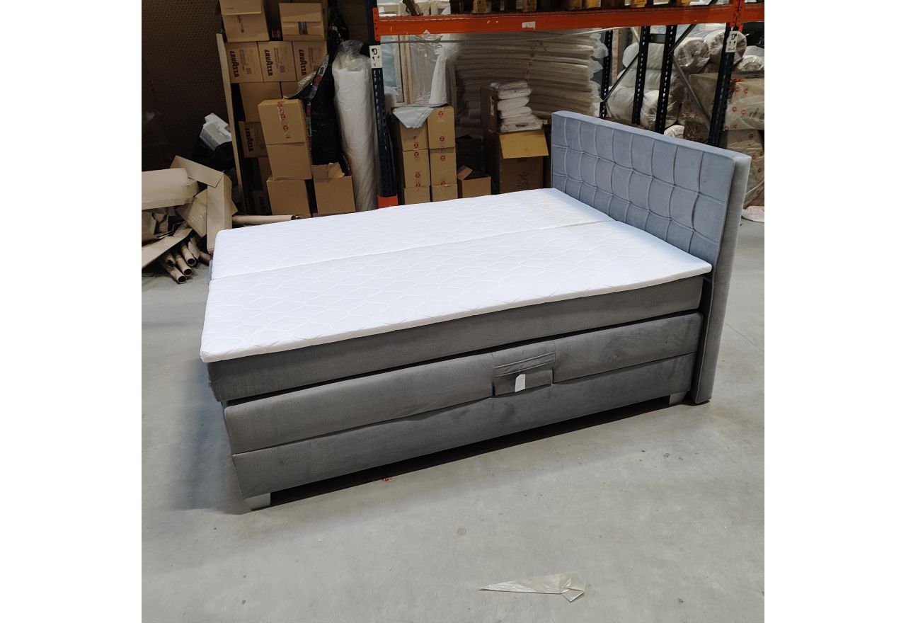 Łóżko kontynentalne, elektrycznie sterowane z pilota - ELECTRO 140x200 - Monolith 84 - jasny szary - OUTLET