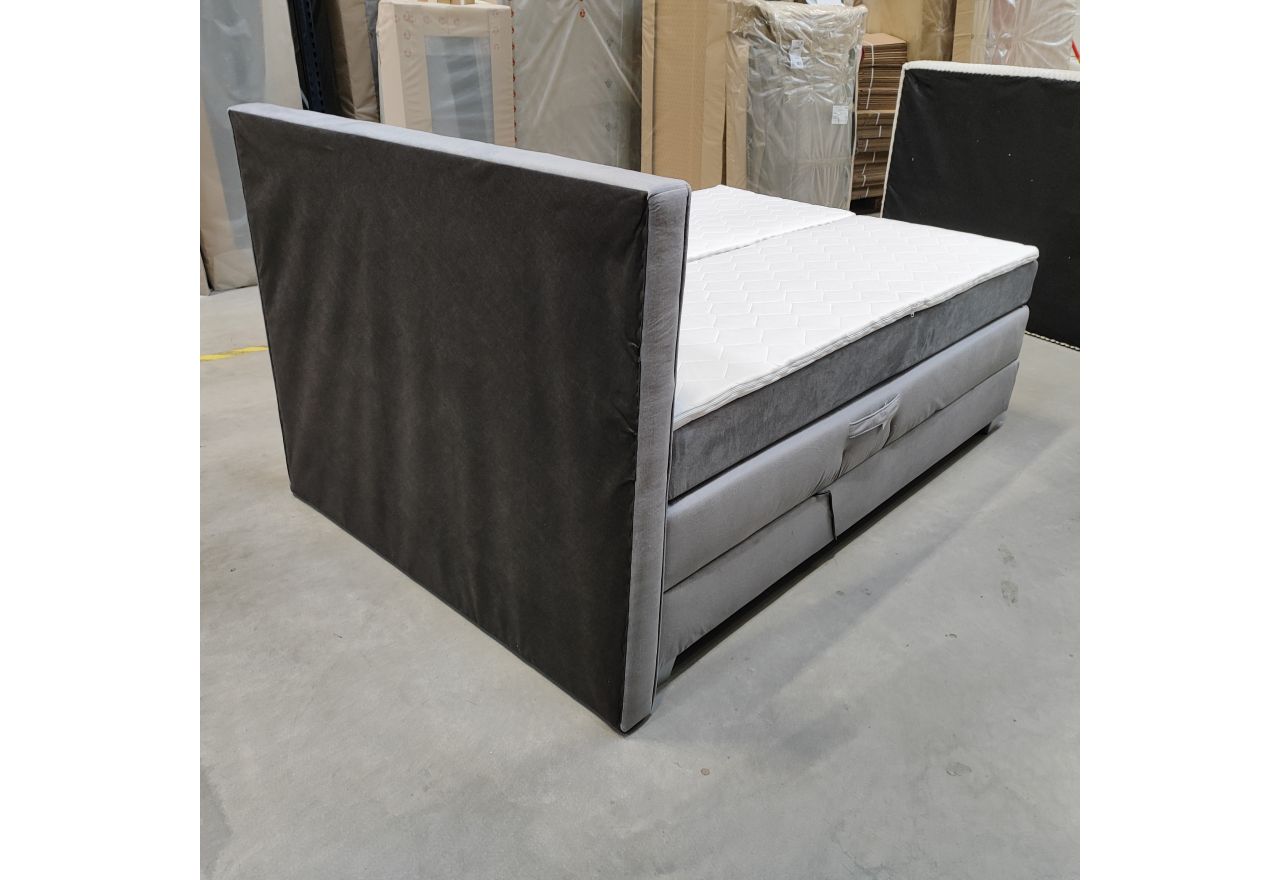 Łóżko kontynentalne, elektrycznie sterowane z pilota - ELECTRO 140x200 - Monolith 84 - jasny szary - OUTLET