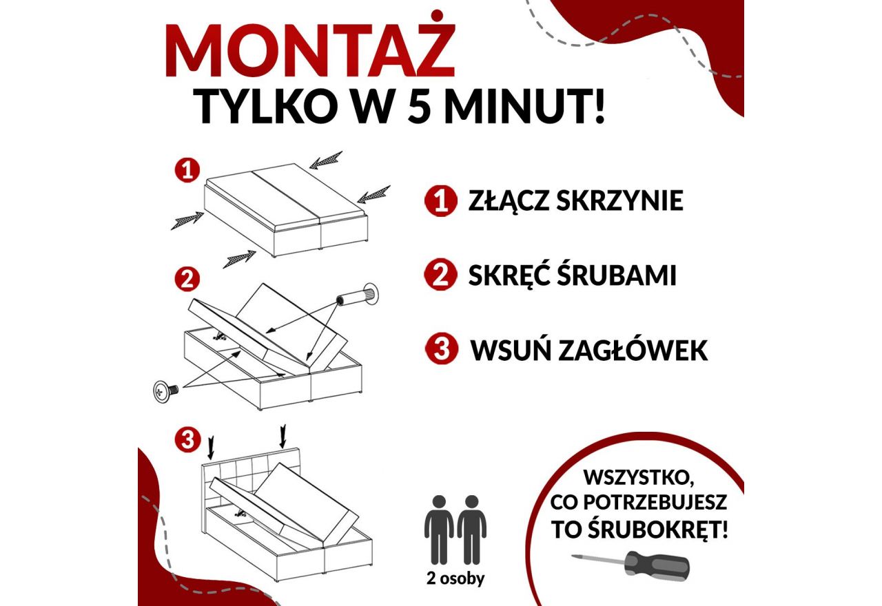 Łóżko kontynentalne TILIANO KING 160x200 - Tilia 100 - czarny - OUTLET