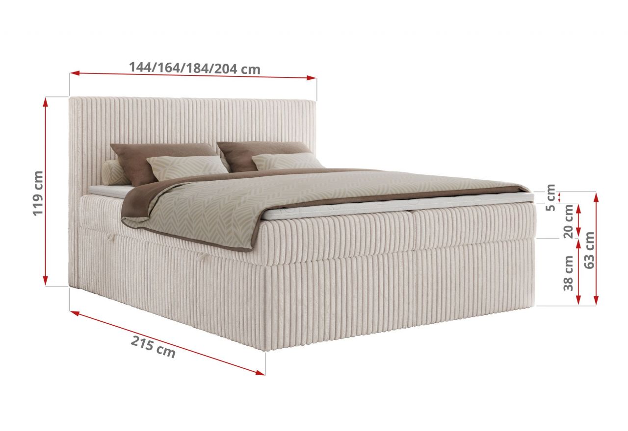 Łóżko kontynentalne TILIANO 140x200 - Tilia 01 - beżowy - OUTLET