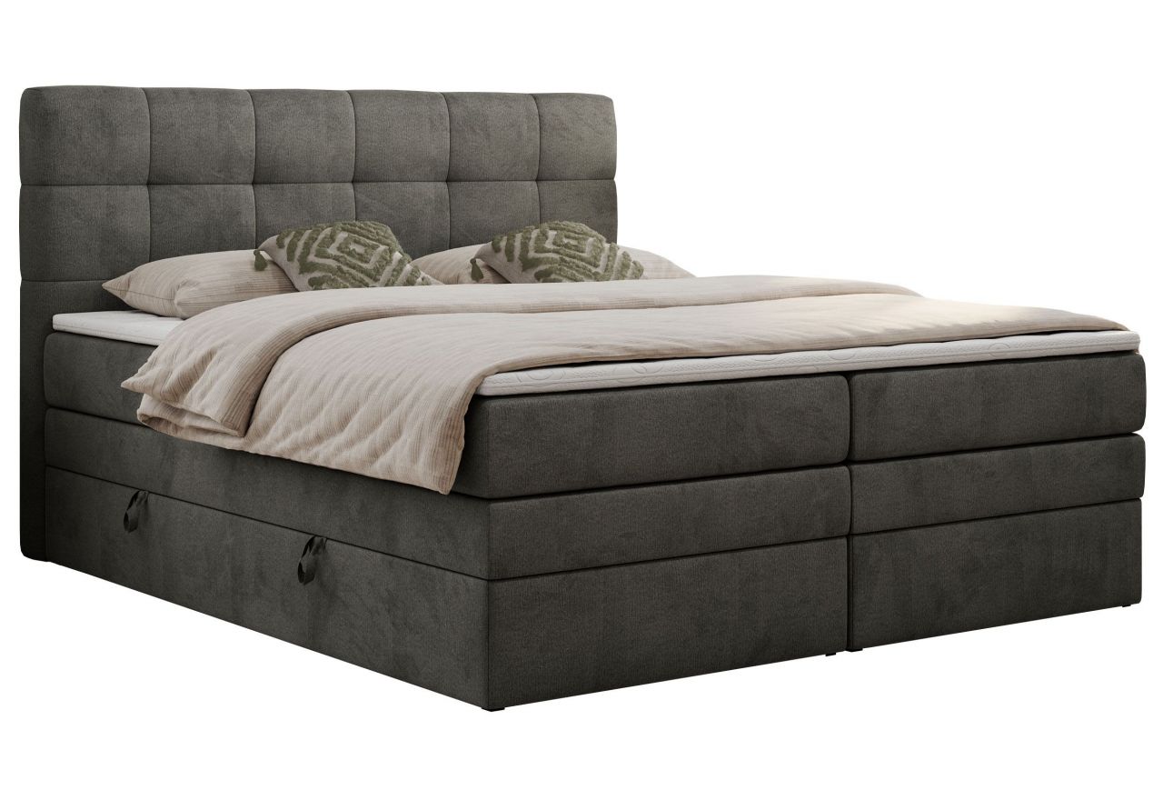 Łóżko kontynentalne LUKA KING 120x200 - Monolith 92 - ciemny szary - OUTLET