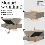 Łóżko kontynentalne NUBEA 140x200 - H4 - brązowy, welwet - Topper Visco