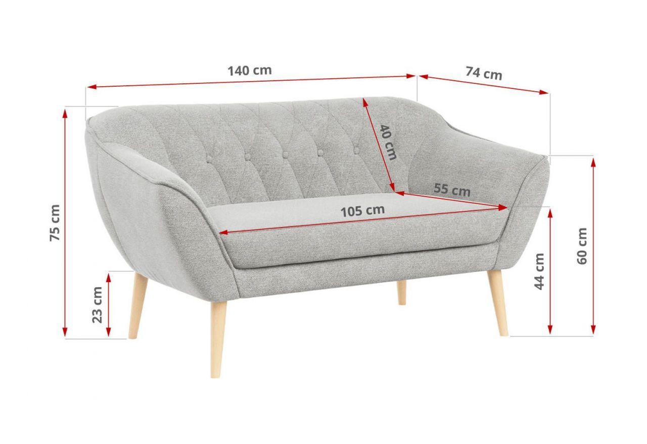 Sofa PIRS 2 - Matana 01 - jasny szary - OUTLET
