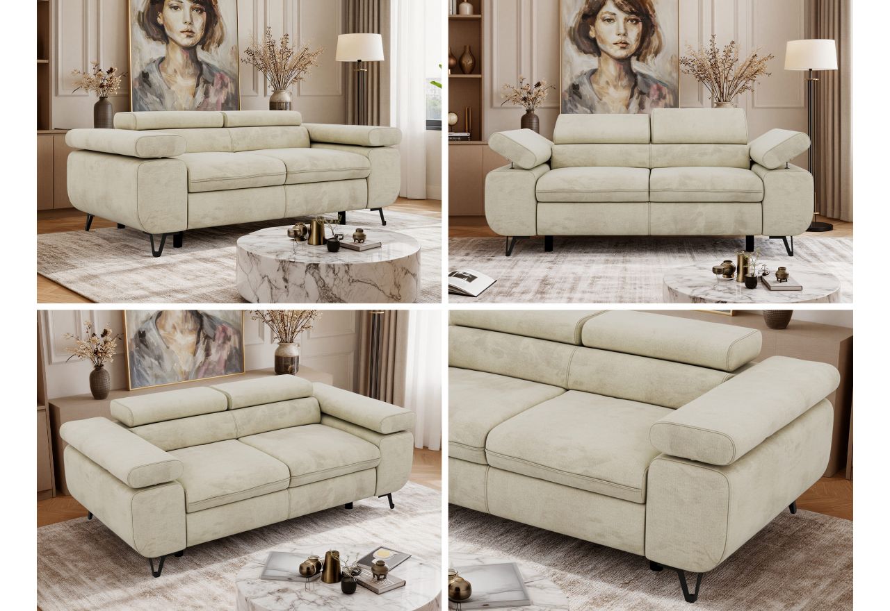 Sofa PETER 2 - kremowy, welwet