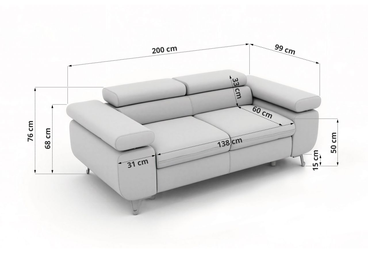 Sofa PETER 2 - ciemnoszary, welwet