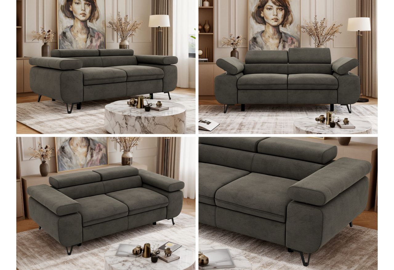 Sofa PETER 2 - ciemnoszary, welwet