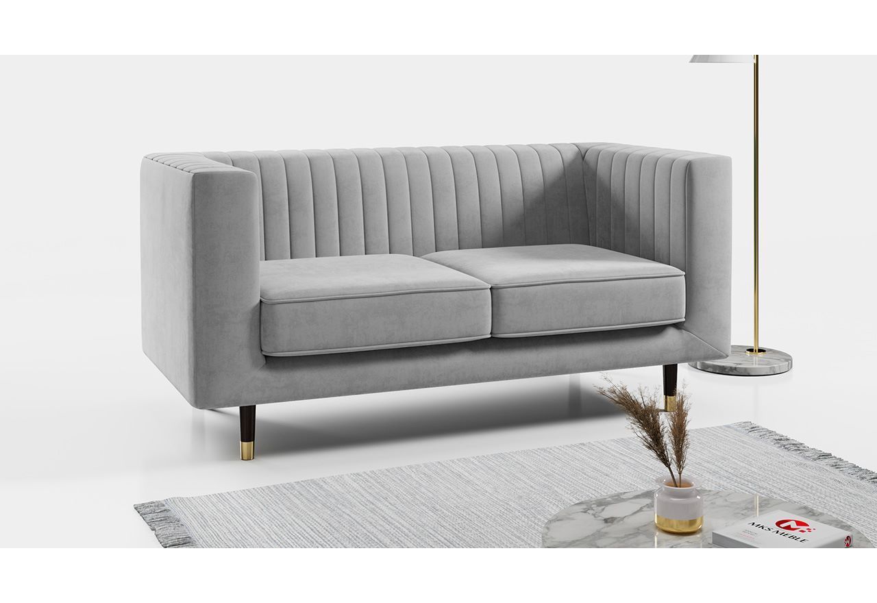 Wolnostojąca kanapa dwuosobowa na wysokich nóżkach do pokoju i salonu - ELMO / Paros 05
