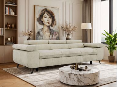 Sofa PETER 3 - kremowy, welwet