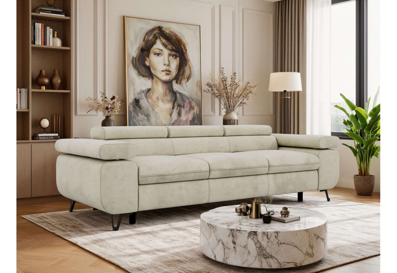 Sofa PETER 3 - kremowy, welwet