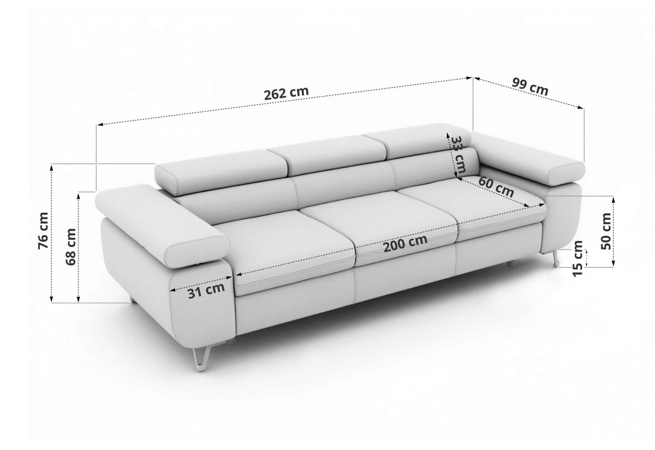 Sofa PETER 3 - kremowy, welwet