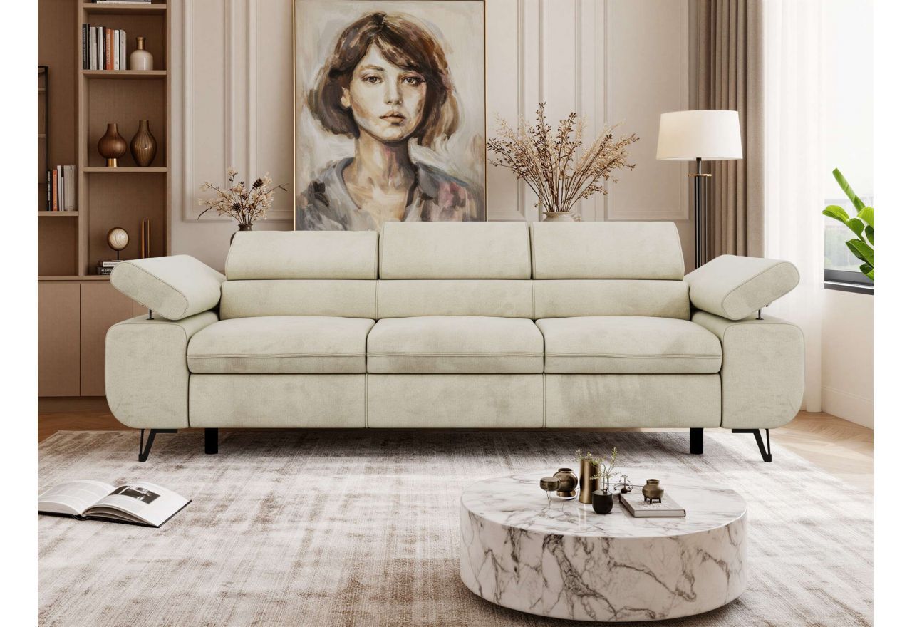 Sofa PETER 3 - kremowy, welwet