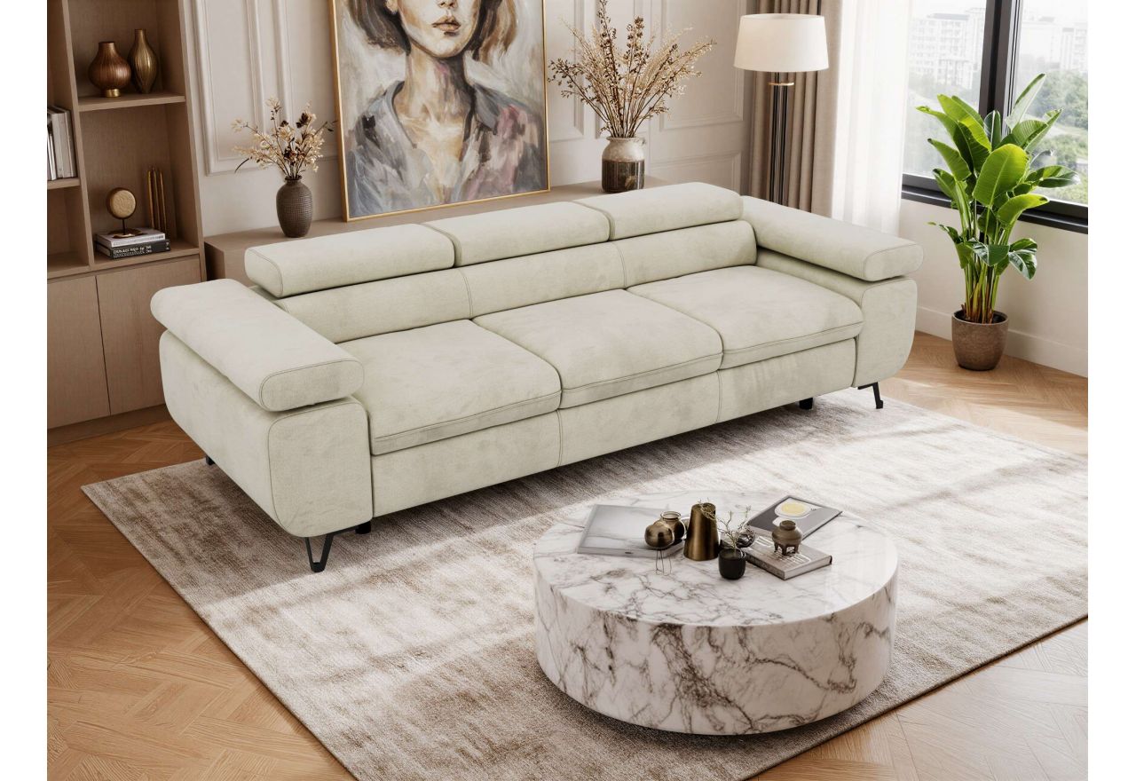 Sofa PETER 3 - kremowy, welwet