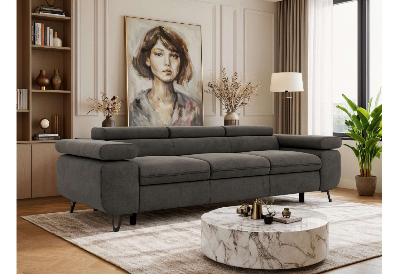 Sofa PETER 3 - ciemnoszary, welwet