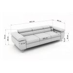 Sofa PETER 3 - ciemnoszary, welwet