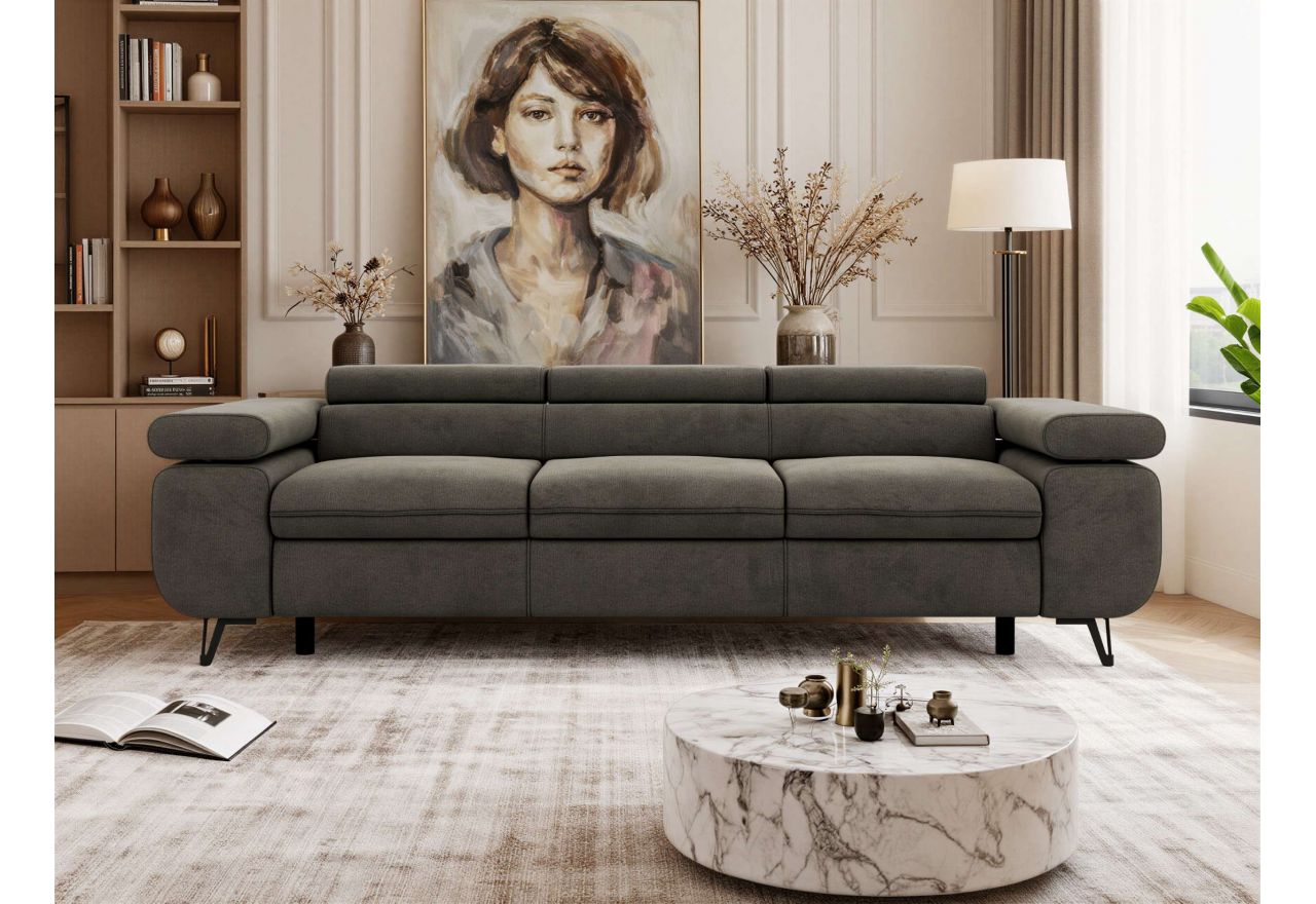 Sofa PETER 3 - ciemnoszary, welwet
