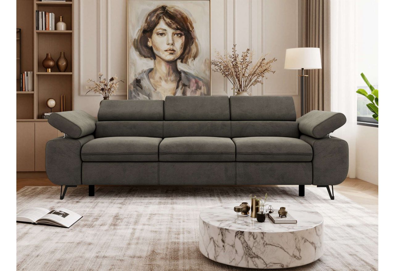Sofa PETER 3 - ciemnoszary, welwet