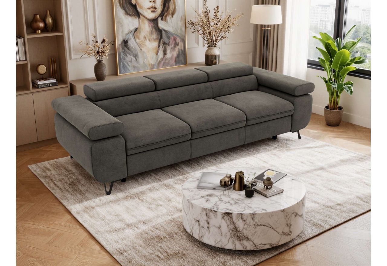 Sofa PETER 3 - ciemnoszary, welwet
