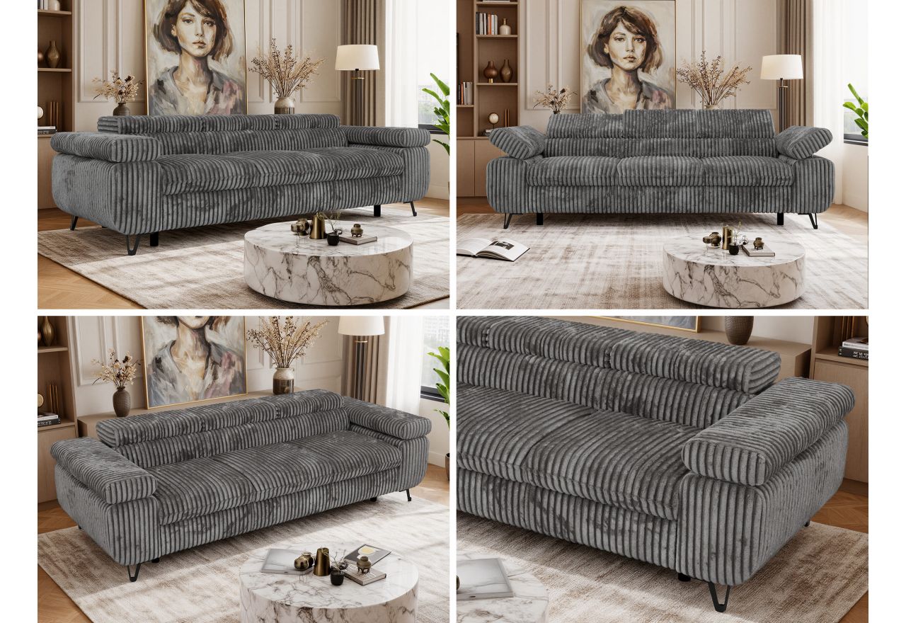 Sofa PETER 3 - szary, sztruks