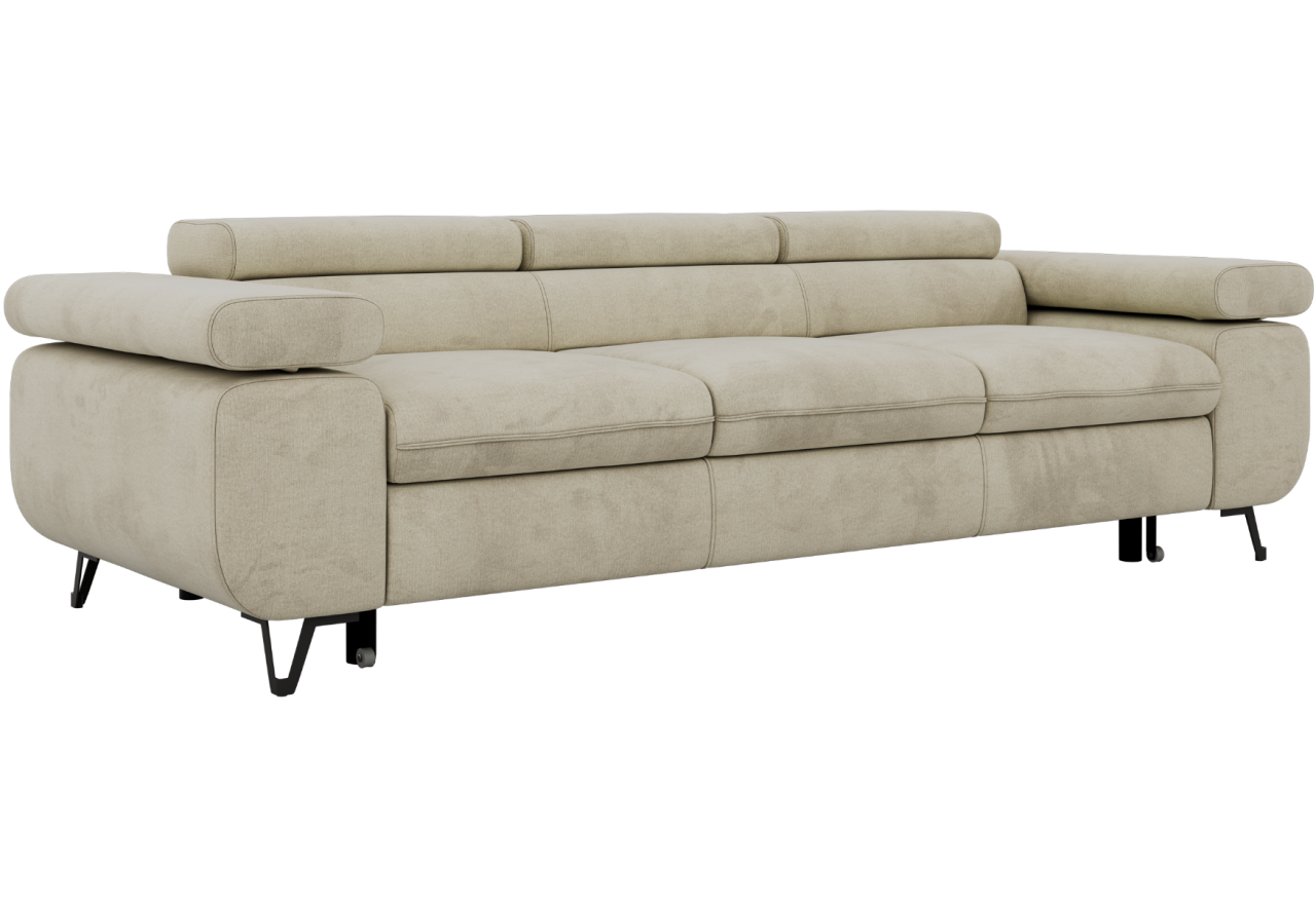 Sofa PETER 3 - funkcja spania - kremowy, welwet