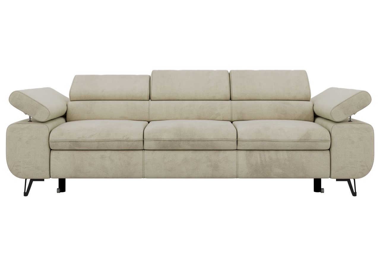 Sofa PETER 3 - funkcja spania - kremowy, welwet