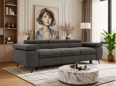 Sofa PETER 3 - funkcja spania - ciemnoszary, welwet