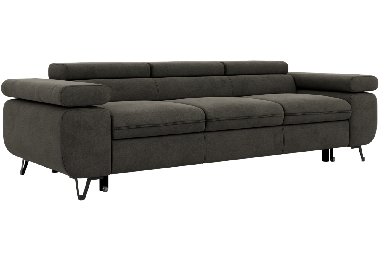Sofa PETER 3 - funkcja spania - ciemnoszary, welwet
