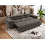 Sofa PETER 3 - funkcja spania - ciemnoszary, welwet