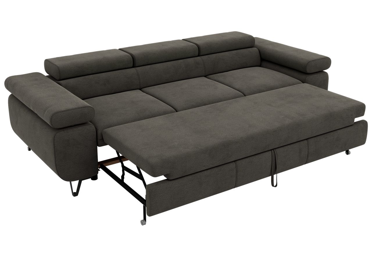 Sofa PETER 3 - funkcja spania - ciemnoszary, welwet