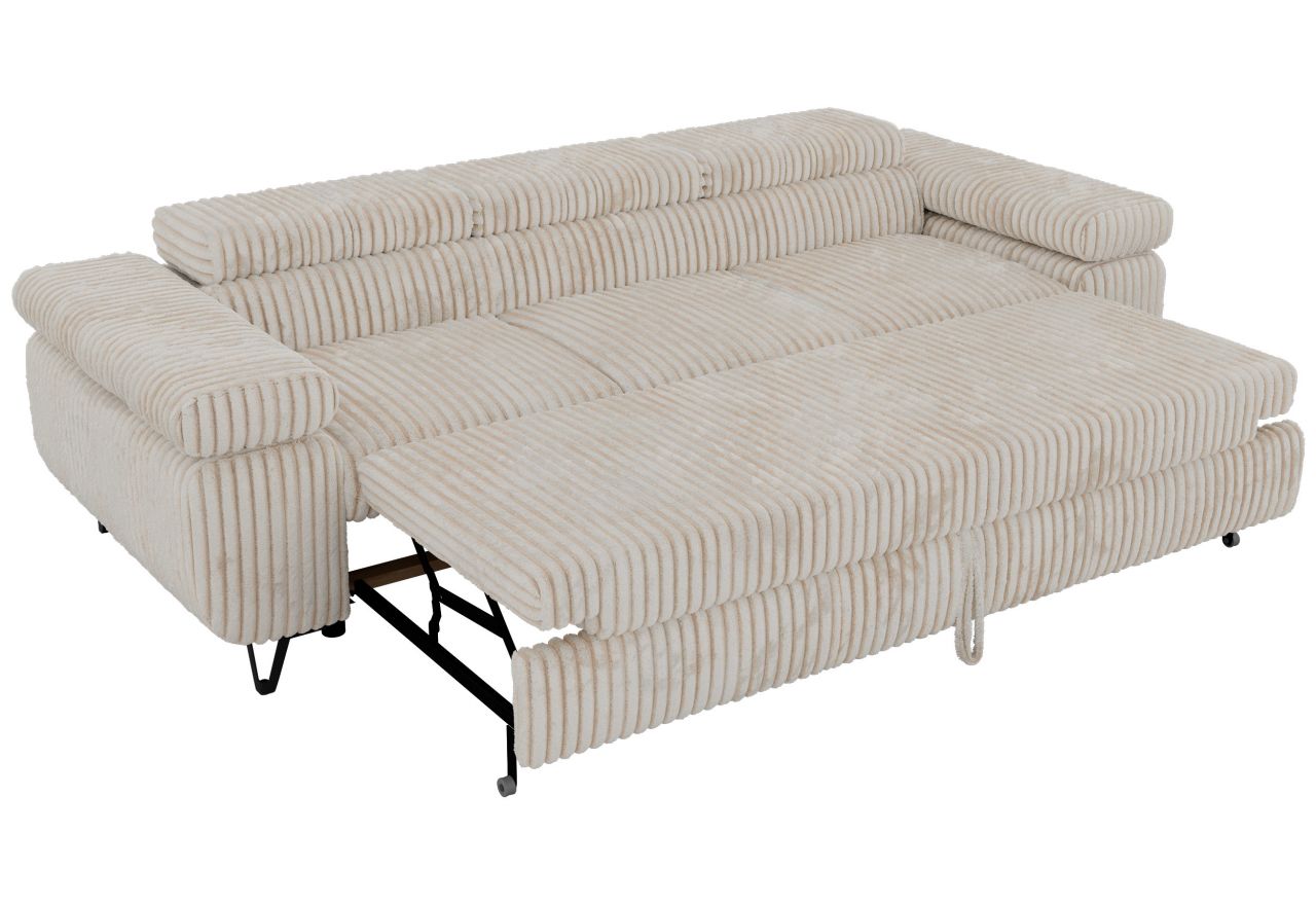 Sofa PETER 3 - funkcja spania - beżowy, sztruks