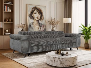 Sofa PETER 3 - funkcja spania - szary, sztruks