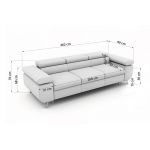 Sofa PETER 3 - funkcja spania - szary, sztruks