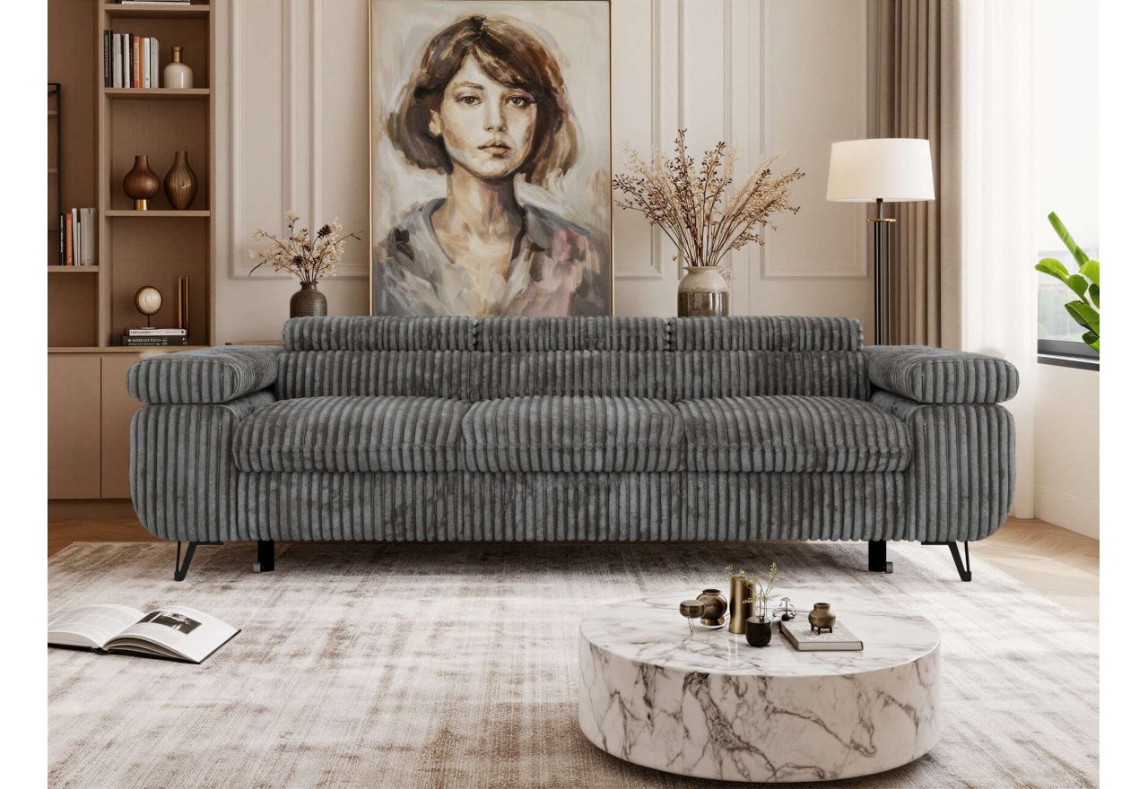 Sofa PETER 3 - funkcja spania - szary, sztruks