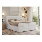 Łóżko kontynentalne JASIR 140x200 - Soft 17 - biała ekoskóra - OUTLET