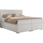 Łóżko kontynentalne JASIR 140x200 - Soft 17 - biała ekoskóra - OUTLET