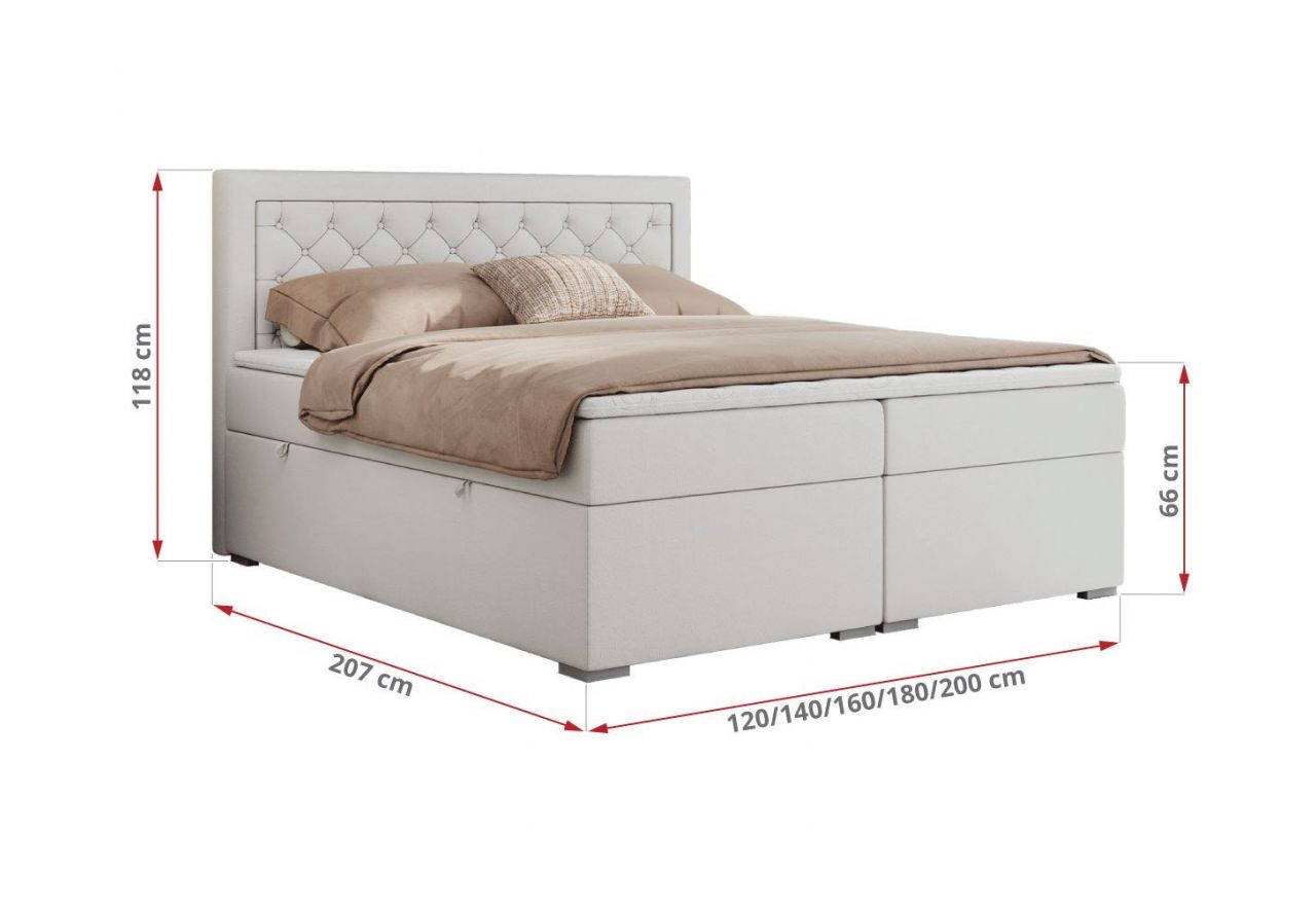 Łóżko kontynentalne JASIR 140x200 - Soft 17 - biała ekoskóra - OUTLET
