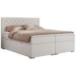 Łóżko kontynentalne JASIR 140x200 - Soft 17 - biała ekoskóra - OUTLET