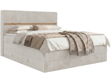 Łóżko kontynentalne ORVO KING 160x200 - H3 - beżowy, sztruks - Topper T25