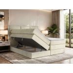 Łóżko kontynentalne ORVO KING 180x200 - H4 - beżowy, welwet - Topper Visco