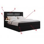 Łóżko kontynentalne GOLD 5 160x200 - Soft 11 - czarna ekoskóra - OUTLETU