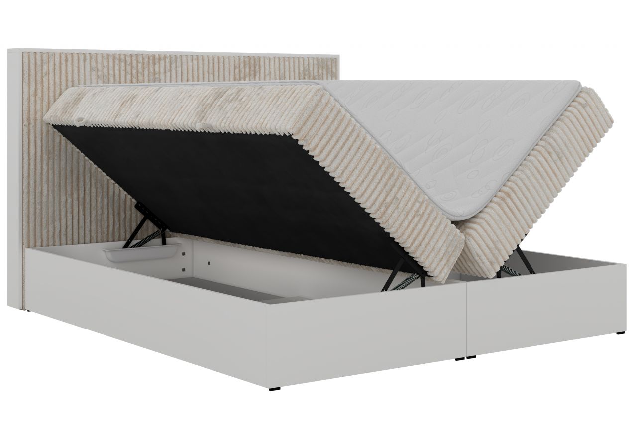 Łóżko kontynentalne TRAVIT 140x200 - H3 - beżowy, sztruks - Topper T25