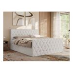 Łóżko kontynentalne MIREN DUO 200x200 - Soft 17 - biała ekoskóra - OUTLETU