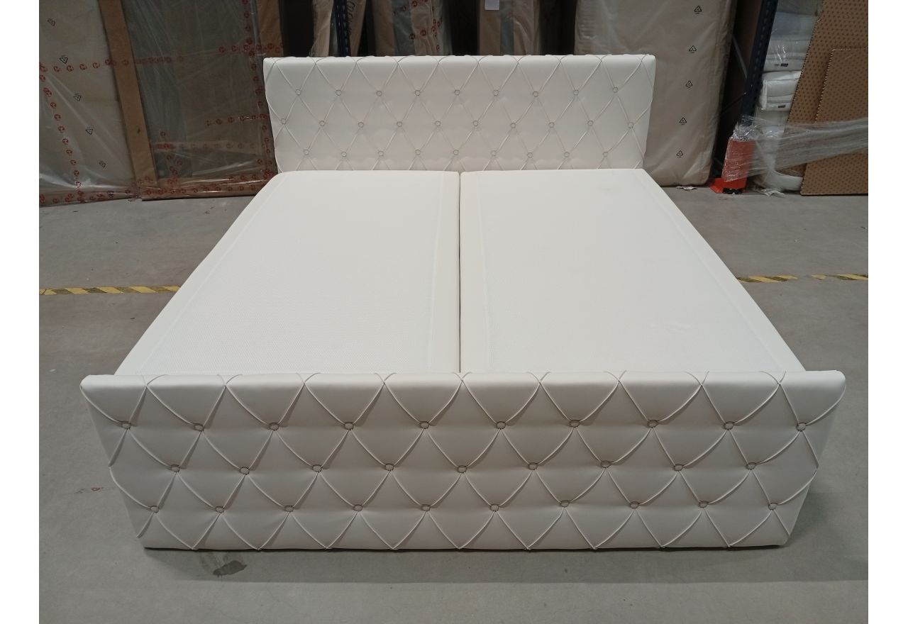 Łóżko kontynentalne MIREN DUO 200x200 - Soft 17 - biała ekoskóra - OUTLETU