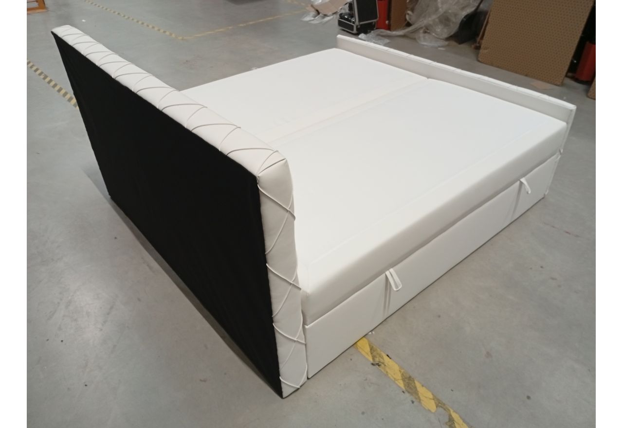 Łóżko kontynentalne MIREN DUO 200x200 - Soft 17 - biała ekoskóra - OUTLETU