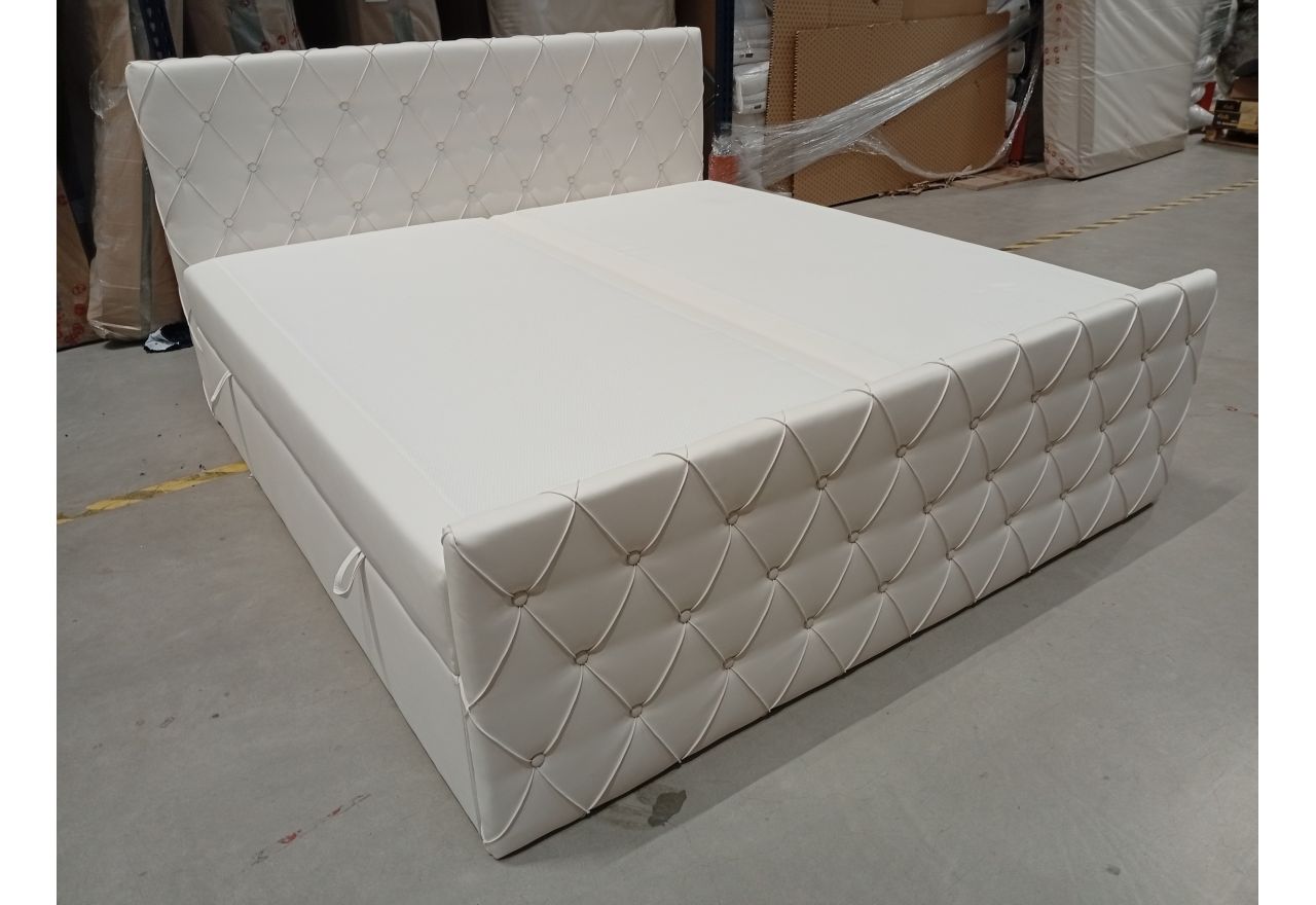 Łóżko kontynentalne MIREN DUO 200x200 - Soft 17 - biała ekoskóra - OUTLETU