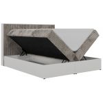 Łóżko kontynentalne TRAVIT 180x200 - H4 - jasnobrązowy, sztruks - Topper T25