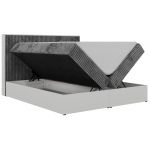 Łóżko kontynentalne TRAVIT 140x200 - H3 - ciemnoszary, sztruks - Topper T25
