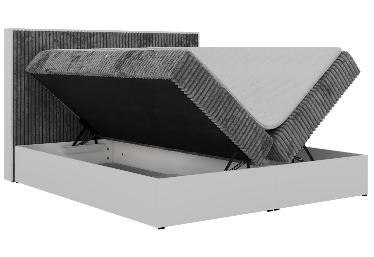 Łóżko kontynentalne TRAVIT 200x200 - H3 - ciemnoszary, sztruks - Topper T25